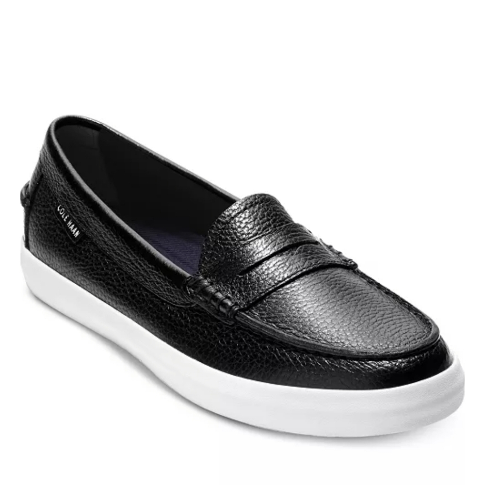 Cole Haan Black Leather Penny Loafer Sneakers with White Sole